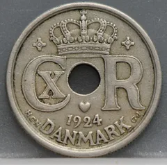 25 Øre 1924 Denemarken — Cupronikkel voorzijde