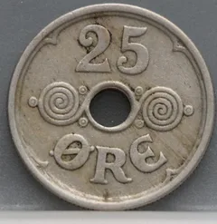 25 Øre 1924 Denemarken — Cupronikkel achterzijde