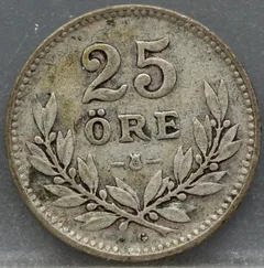 25 Öre 1930 Zweden — Zilver voorzijde