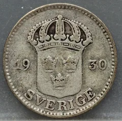 25 Öre 1930 Zweden — Zilver achterzijde
