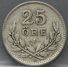 25 Öre 1939 Zweden — Zilver voorzijde