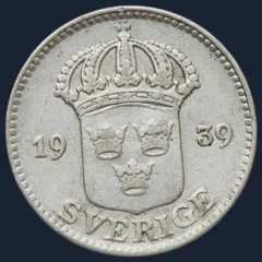 25 Öre 1939 Zweden — Zilver