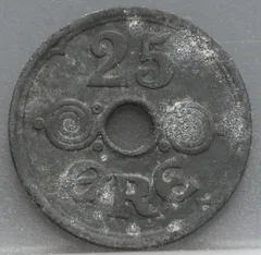 25 Øre 1942 Denemarken — Zink achterzijde
