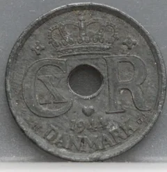 25 Øre 1944 Denemarken — Zink voorzijde