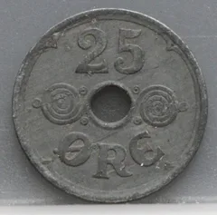 25 Øre 1944 Denemarken — Zink achterzijde