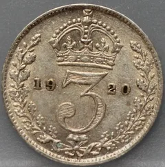 3 Pence 1920 Verenigd Koninkrijk — Zilver achterzijde