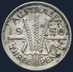 3 Pence 1950 Australië Zilver