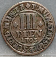 3 Pfennig 1703 Münster voorzijde
