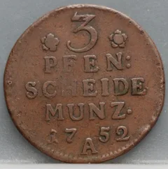 3 Pfennig 1752 Pruisen voorzijde