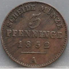 3 Pfenninge 1852 Pruisen voorzijde