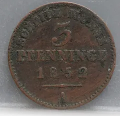 3 Pfenninge 1852 Pruisen — Koper voorzijde
