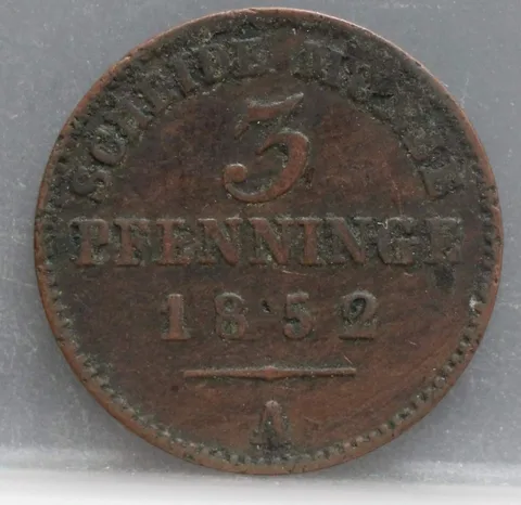 3 Pfenninge 1852 Pruisen — Koper