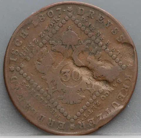30 Kreuzer 1807 A — Oostenrijk, Koper, met klop