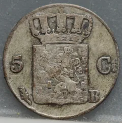5 Cent 1825 B — Zilveren Stuiver achterzijde, zilver 569/1000