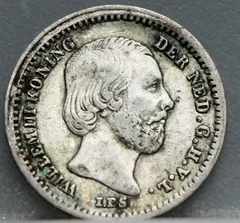 5 Cent 1850 — Zilveren Stuiver Willem III voorzijde, Zilver 640/1000