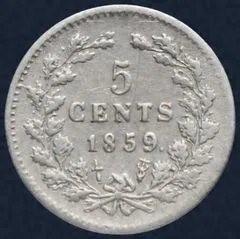 5 Cent 1859 Willem III -zilveren stuiver 1859
