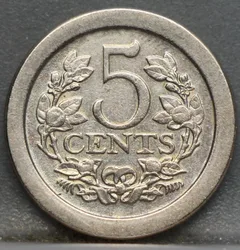 5 Cent 1907 — Nederland Cupro-Nikkel achterzijde