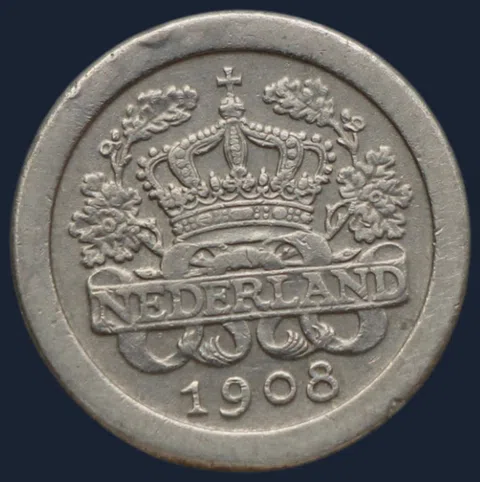 5 Cent 1908 stuiver Nederland Wilhelmina