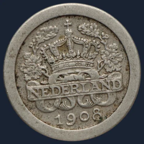 5 Cent 1908 stuiver 1908 Wilhelmina