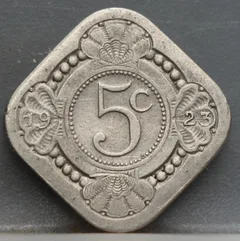 5 Cent 1923 — Stuiver Wilhelmina Cupronikkel voorzijde