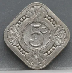 5 Cent 1929 — Stuiver Wilhelmina Cupronikkel voorzijde