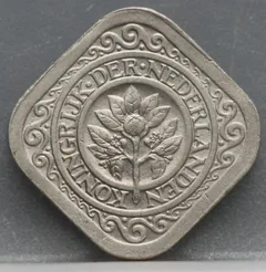 5 Cent 1929 — Stuiver Wilhelmina Cupronikkel achterzijde, Koninkrijk der Nederlanden