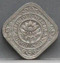 5 Cent 1929 — Stuiver Wilhelmina Cupronikkel achterzijde