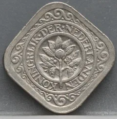 5 Cent 1929 — Stuiver Wilhelmina Cupronikkel achterzijde, Koninkrijk der Nederlanden