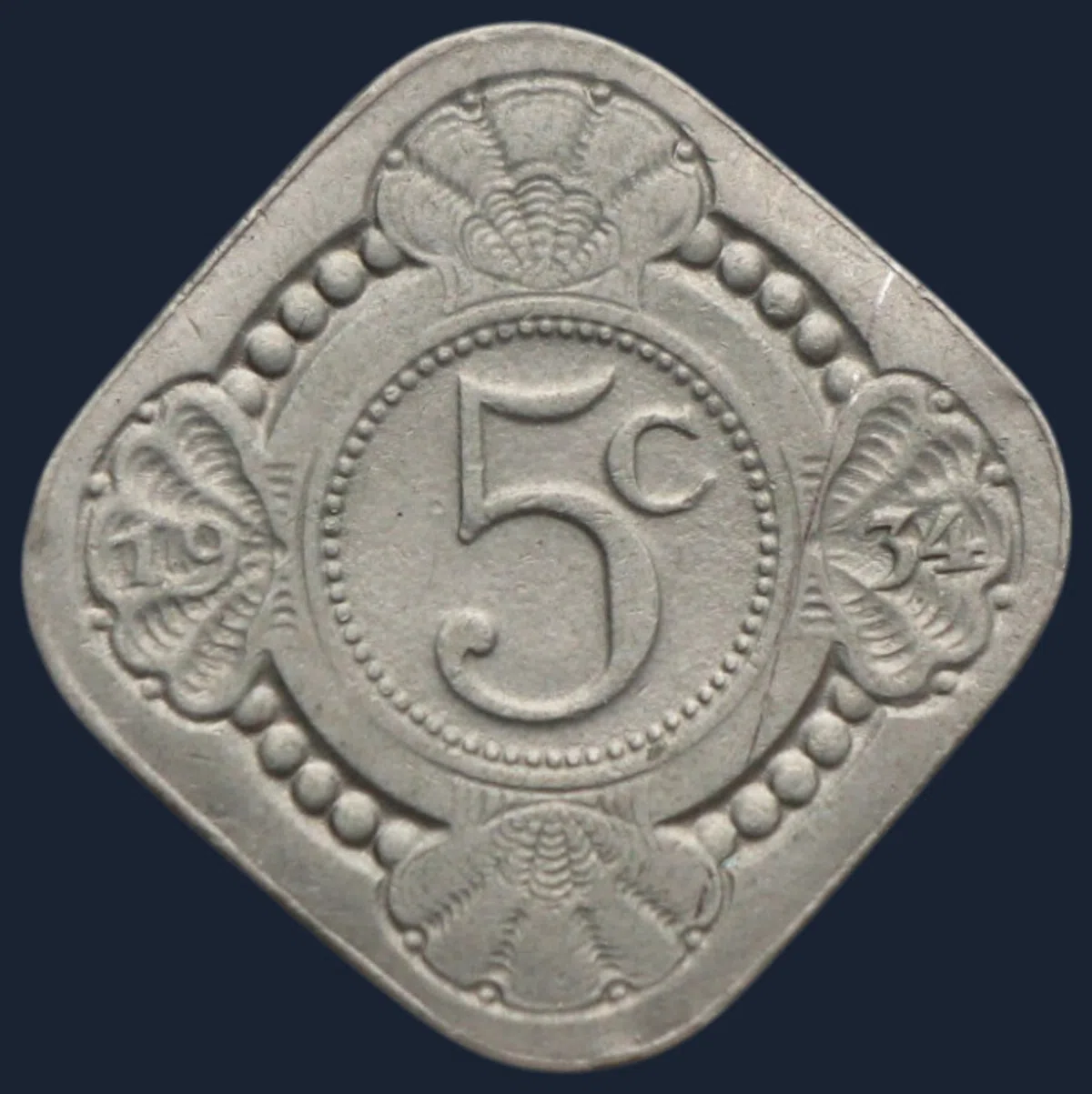 5 Cent 1934 Wilhelmina Cupronikkel