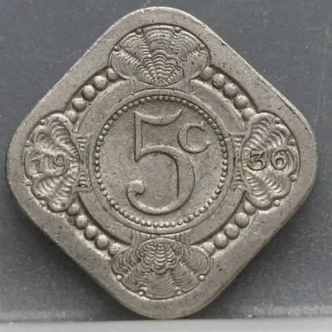 5 Cent 1936 — Stuiver Wilhelmina Cupronikkel