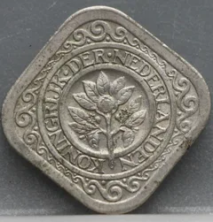 5 Cent 1936 — Vierkante Stuiver Wilhelmina achterzijde, Cupronikkel