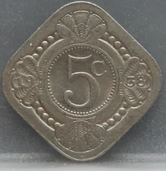 5 Cent 1938 — Stuiver Wilhelmina Cupronikkel voorzijde, Koninkrijk der Nederlanden