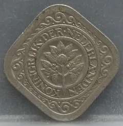 5 Cent 1938 — Stuiver Wilhelmina Cupronikkel achterzijde, Koninkrijk der Nederlanden