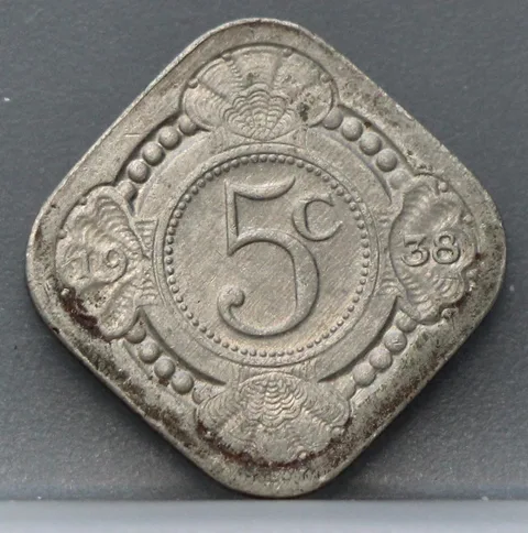 5 Cent 1938 — Vierkante Stuiver Cupro-Nikkel