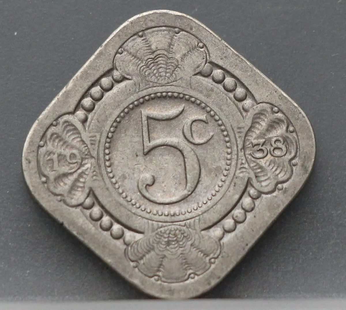 5 Cent 1938 — Vierkante Stuiver Cupro-Nikkel voorzijde
