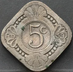 5 Cent 1939 — Cupronikkel voorzijde