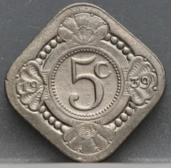 5 Cent 1939 — Vierkante Stuiver Cupronikkel voorzijde