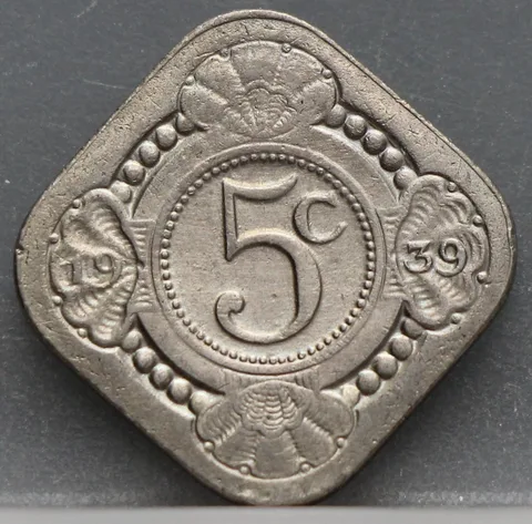 5 Cent 1939 — Vierkante Stuiver Cupronikkel
