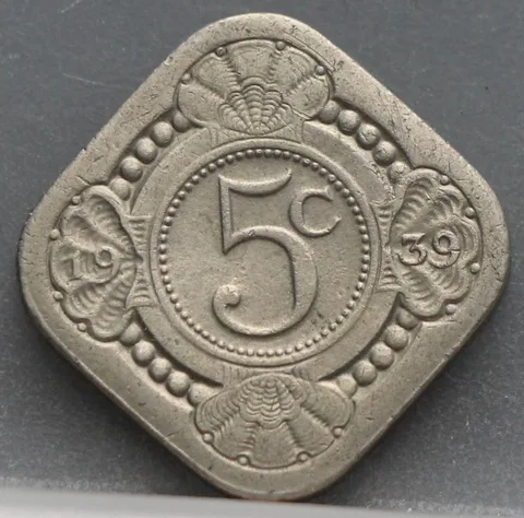 5 Cent 1939 — Vierkante Stuiver Cupronikkel