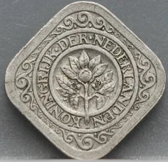 5 Cent 1939 — Vierkante Stuiver Wilhelmina Cupronikkel achterzijde, Koninkrijk der Nederlanden