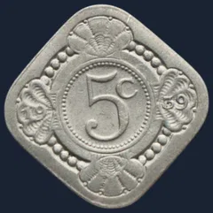 5 Cent 1939 — Vierkante Stuiver Wilhelmina Cupronikkel