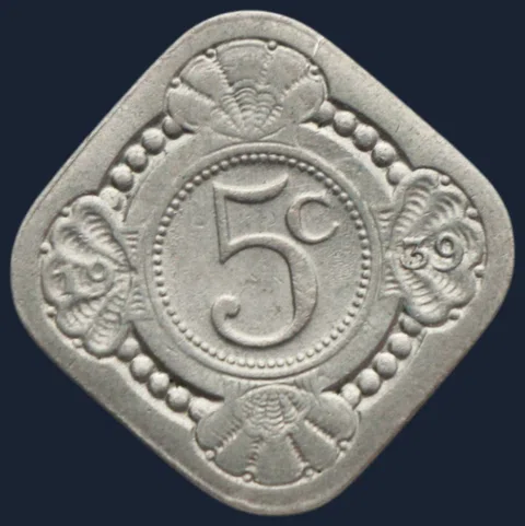5 Cent 1939 Wilhelmina Cupronikkel