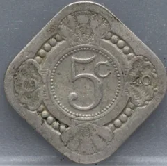 5 Cent 1940 — Stuiver Cupro-Nikkel voorzijde