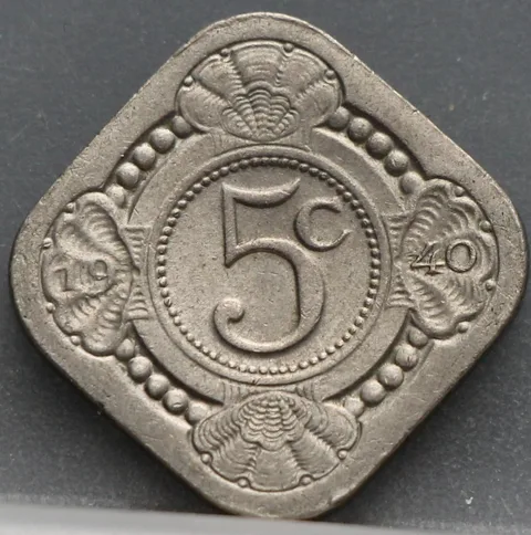 5 Cent 1940 — Stuiver Wilhelmina Cupronikkel