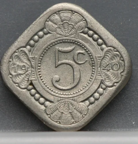 5 Cent 1940 — Vierkante Stuiver Wilhelmina Cupronikkel