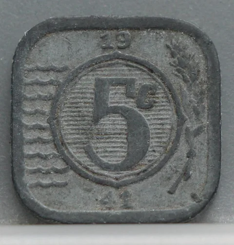 5 Cent 1941 Nederland — Zink (Vierkant)