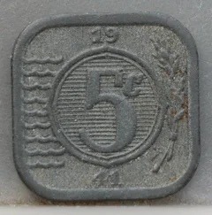 5 Cent 1941 Nederland — Zink (Vierkant) voorzijde
