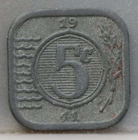 5 Cent 1941 Nederland — Zink (Vierkant)