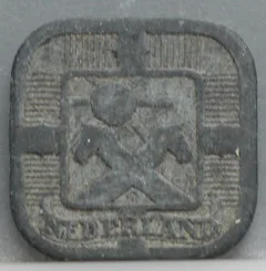 5 Cent 1941 Nederland — Zink (Vierkant) achterzijde