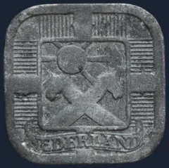 5 Cent 1942 Nederland Zink Vierkant